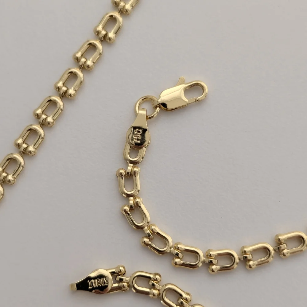 750 Italy Gold Plated Chain Necklace and Bracelet Set